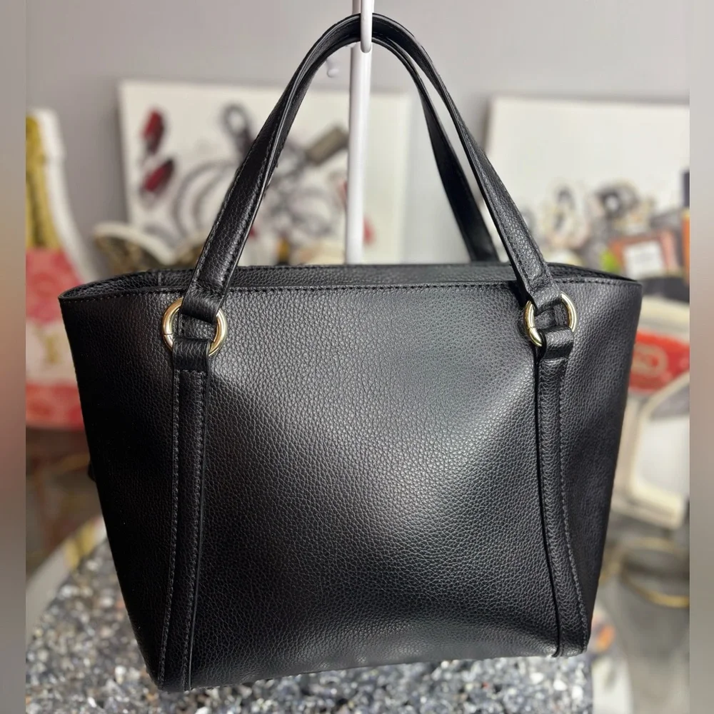 Karl Lagerfeld Paris Iris tote bag in black pebbled leather NWOT - Picture 5 of 14